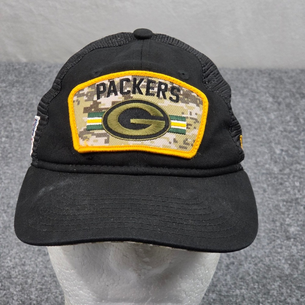Green Bay Packers Youth Hat Black Camo Patch Trucker NFL Football Military Cap